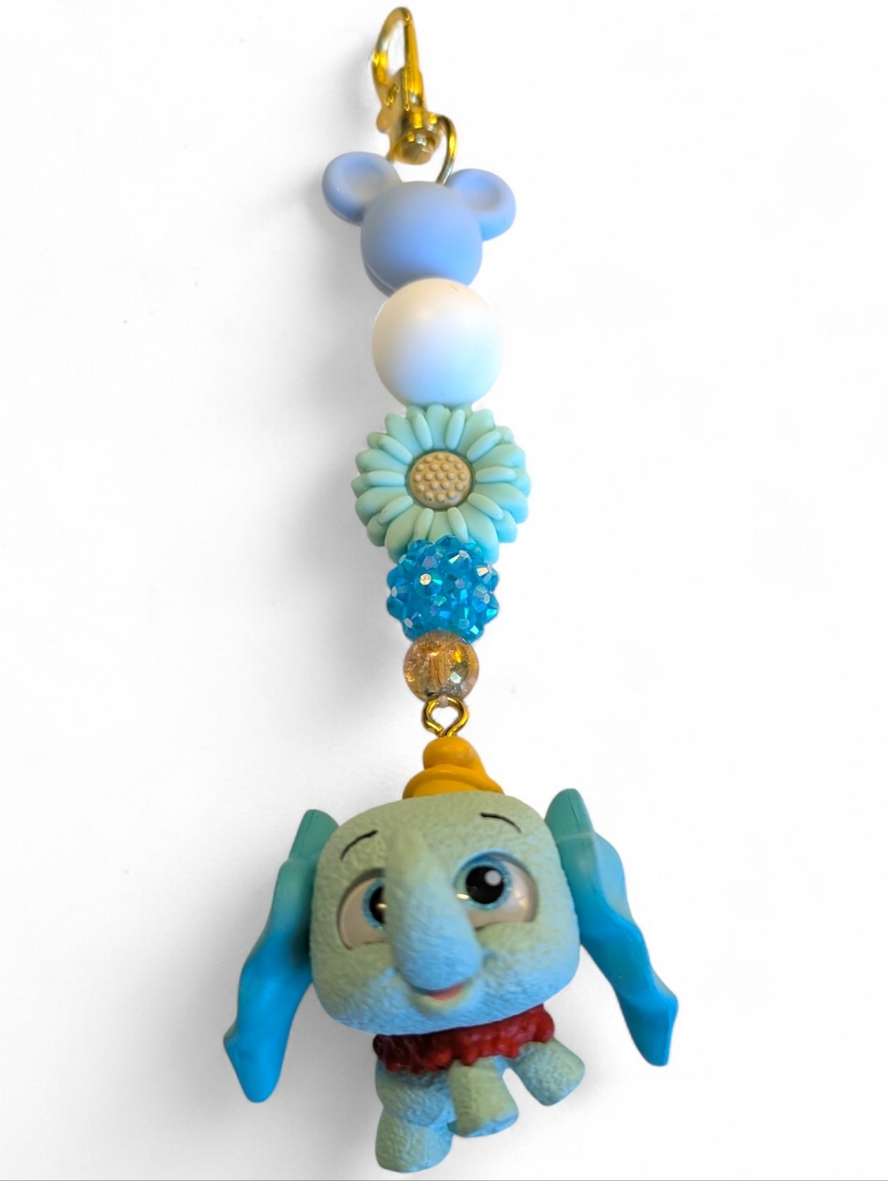 Cute Elephant Beaded Keychain Charm - Blue Green - Picture 2 of 3